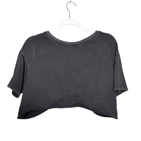 Aerie Short Sleeve Twisted Front Cropped Top Lightweight Gray Women M - Picture 2 of 4